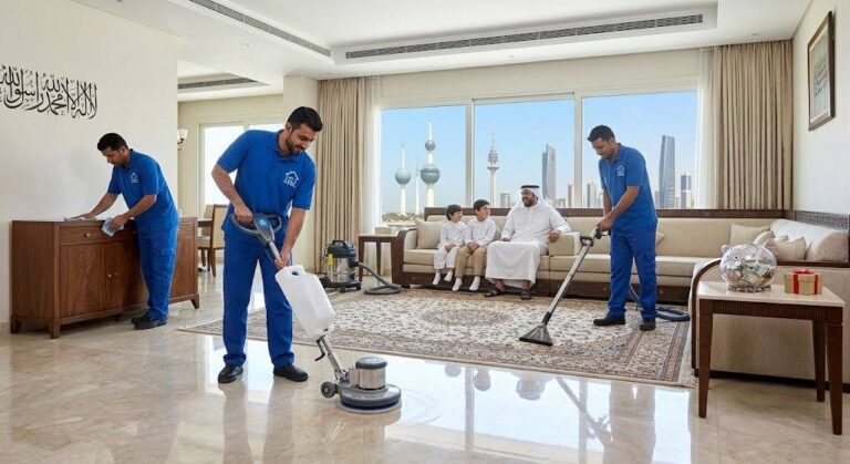 فريق عمل محترف يقوم بتنظيف وتعقيم المنزل بعناية ضمن خدمات تنظيف منازل كيفان الكويت لضمان بيئة نظيفة وصحية وتوفير تجربة مريحة وسريعة.